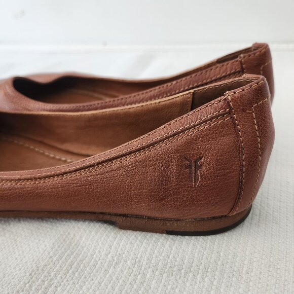 Frye Womens 9M Carson Ballet Flats Shoes Leather Cognac Slip On Round Toe Rustic - Picture 3 of 14